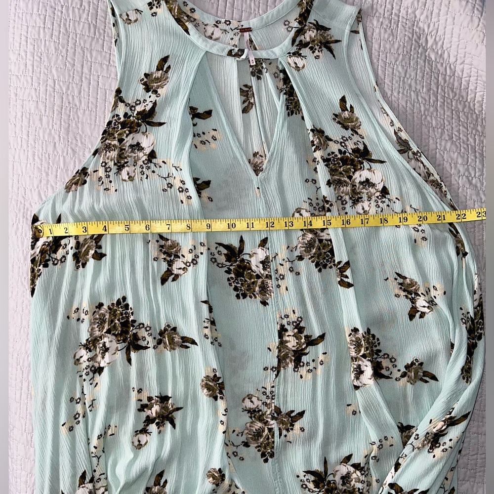 💞Price Drop! Free People Blue Green Swing Floral Tunic Short Casual Dress - MED - Picture 9 of 9